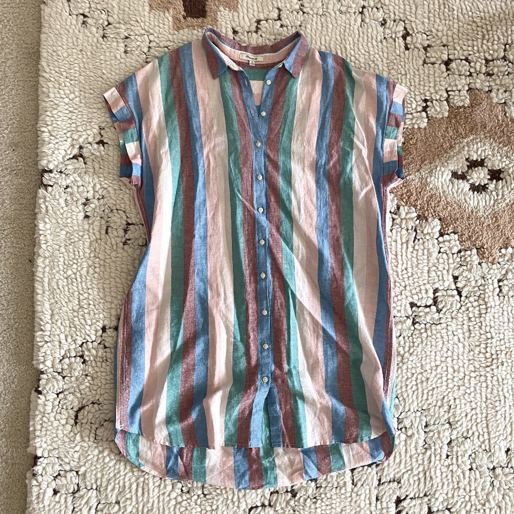 MADEWELL Central Shirtdress in Flagstaff Stripe, XL